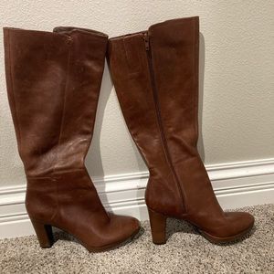 Brown high heel boots